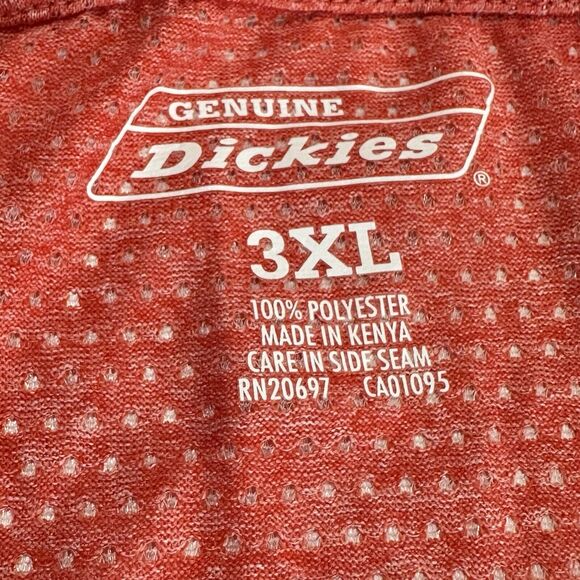 Dickie Tee Shirt Size 3XL Rust Color- Front pocket 100% Polyester Perforated - Picture 2 of 6